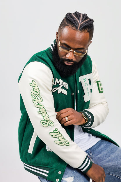 P. Noir (Green) Varsity Jacket